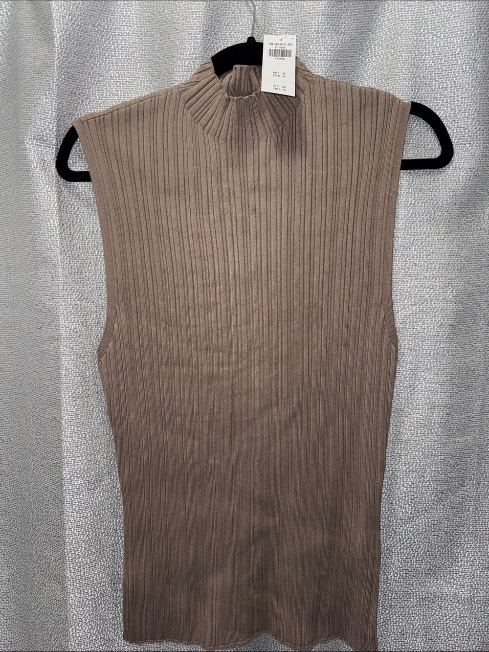 Abercrombie & Fitch Ribbed Mock Neck Tank - Taupe Brown